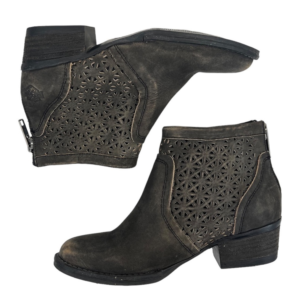 Harley-Davidson Women’s Liam Distressed Motorcycle Bootie Boots - Picture 3 of 14